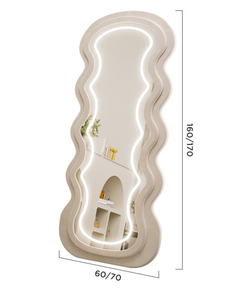 Specchio da terra decorativo grande, ondulato, irregolare, a figura intera, da parete - Product Image 5