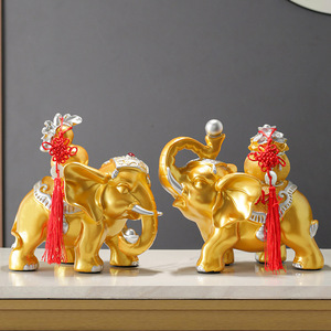 Figurine d'éléphant en résine artistique porte-bonheur arbre bureau lumière luxe haut de gamme salon meuble TV armoire à vin pendaison de crémaillère - Product Image 4