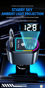 ที่ชาร์จในรถยนต์แบบพับเก็บได้ 120W 4 in <span class=keywords><strong>1</strong></span> ชาร์จเร็ว พร้อมอะแดปเตอร์ USB C และจอแสดงผลแรงดันไฟฟ้า LED Starlight ใช้ได้กับรถยนต์ทั่วไป - Product Image 5