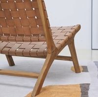 Nouvelle Arrivée Chaise de Salle à Manger Minimaliste en Bois Massif avec Dossier en Cuir de Selle, Mobilier de Maison Rafraîchissant