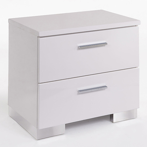 White 2-<b>Drawer</b> Nightstand Chrome Accents Modern <b>Storage</b> <b>Drawer</b> Unit - Product Image 1