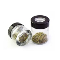 Bocaux hermétiques personnalisés pour herbes et épices, emballage pour bourgeons de fleurs entiers, bocal rond en verre avec couvercle loupe et sécurité enfant