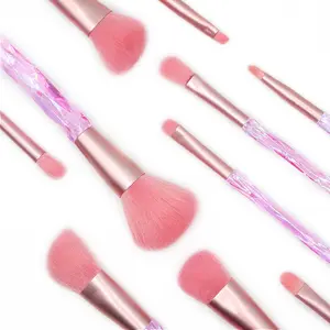 Kit de pinceaux de maquillage en fourrure naturelle de Corée rose de haute qualité