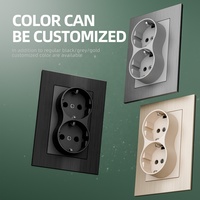 Prise de courant murale modulaire à double prise murale en aluminium durable certifiée CE TUV pour prise européenne avec cadre interchangeable