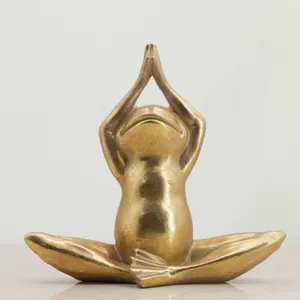 Hars Goud Messing Kikker Voor Thuis Decoratie, Home Decor Sculpturen Dier Yoga Kikker/