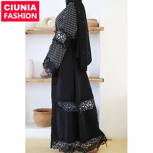 1805#Islamic clothing elegant pink muslim fashion front open dubai abaya 2020 kimono
