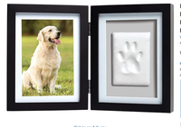 Cadre photo pour empreintes de pattes d'animaux avec kit d'empreintes en argile - Cadre en bois pour empreintes de pattes d'animaux, souvenir commémoratif DIY pour chats et chiens