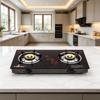 Équipement de cuisine domestique, cuisinière à gaz portable, double plaque, 2 brûleurs à gaz, plaque de cuisson extérieure, plaque de cuisson en verre trempé, cuisinière à gaz de comptoir