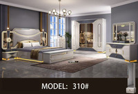 Nouvelle conception de chambre à coucher turque complète, ensembles de luxe pour lit king size, 5 pièces, cadre en bois double, ensemble de meubles de chambre à coucher modernes