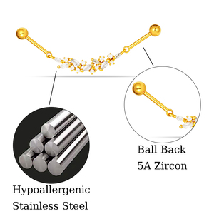 <span class=keywords><strong>Orecchini</strong></span> a perno per cartilagine e <span class=keywords><strong>helix</strong></span> Maina, gioielli per piercing industriale in <span class=keywords><strong>acciaio</strong></span> inossidabile con filettatura esterna, <span class=keywords><strong>orecchini</strong></span> a lobo con zircone per trago - Product Image 2