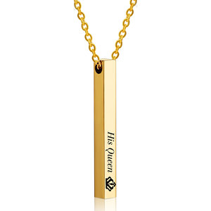 Regalo <span class=keywords><strong>de</strong></span> San Valentín barato su rey su Reina collar inspirador 316L Acero inoxidable personalizado grabado nombre pareja collares - Product Image 5