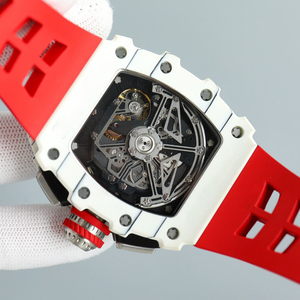 Reloj Cronógrafo Skeleton para Hombre, Estilo RM 11-03, de Fibra de Carbono, Mecánico, con Correa de Goma Roja - Product Image 3