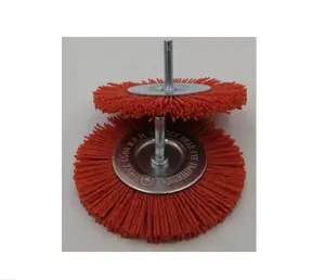 高性能2英寸50毫米红色尼龙磨料扁平钢丝刷轮红色蓝色刷毛研磨机圆盘刷
