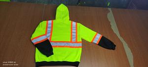 Sweat-shirt <span class=keywords><strong>de</strong></span> <span class=keywords><strong>travail</strong></span> <span class=keywords><strong>de</strong></span> sécurité à manches longues orange et noir à logo personnalisé, haute visibilité, réfléchissant, coupe-vent et imperméable - Product Image 2