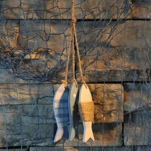 قلادة جديدة خلفية البحر Huaqi HYF08 الأسماك البحر المتوسط الجدار شنقا الحرفية حلية الأسماك الخشبية للمقهى متجر ديكو