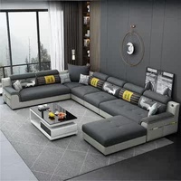 Ensemble de canapés modulaires en tissu de luxe haut de gamme 7 places, multifonctionnel, pour salon, canapé d'angle en forme de U