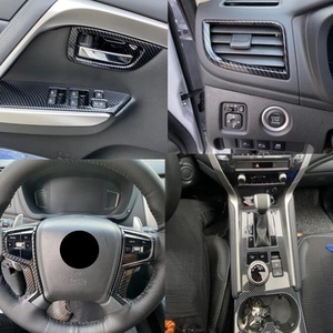 WZXDAUTO Carbon Fiber Print Interior Trims Shift GPS Cover Set Stickers Accessories <b>Used</b> Cars for Pajero Sport 2021 - Product Image 2