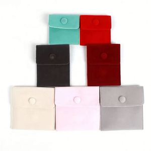 Bolsa de terciopelo con cierre a presión para joyas, monedero grueso de doble cara con botón a presión, bolsa con solapa para anillos, venta transfronteriza - Product Image 1