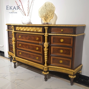 <span class=keywords><strong>Commode</strong></span> américaine <span class=keywords><strong>Empire</strong></span> Breakfront |   Buffet classique de luxe en parquet avec colonnes dorées - Product Image 2