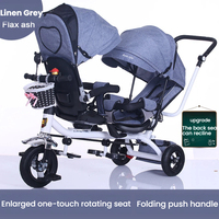 Triciclo Reversible con Asiento Reclinable para Gemelos, de Acero al Carbono, Unisex, de 2 a 4 Años, de 5 a 7 Años