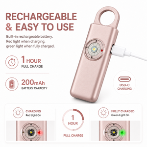 Alarme <span class=keywords><strong>de</strong></span> sécurité personnelle SOS 130 dB, porte-clés rechargeable, alarme <span class=keywords><strong>de</strong></span> <span class=keywords><strong>panique</strong></span> d'urgence avec localisation GPS pour la sécurité des femmes en voyage - Product Image 2
