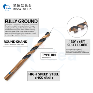 Đầu khoan xoắn titan đen mài hoàn toàn KIDEA TOOLS/Đầu khoan HSS phủ TiCN để khoan tốc độ cao trong hợp kim cứng - Product Image 2