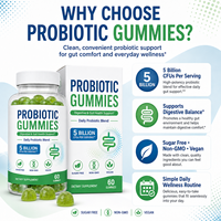 Gummies Probiotiques pour Adultes Marque Blanche 5 Milliards de UFC avec Inuline Prébiotique pour le Soutien Immunitaire Sans Gluten Biologique OEM