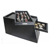 Support de vitrine en verre noir avec tiroirs inférieurs en feutre armoire de rangement d'outils de stockage de couteaux organisateur de bureau et de tiroir