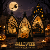 Accessoires de décoration pour fête d'Halloween, lampe d'ambiance LED citrouille, maison fantôme, crâne, bougie électronique portable pour usage extérieur