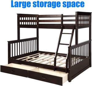 Новая Улучшенная и прочная двухъярусная кровать, двухъярусная кровать большого размера с 2 ящиками для хранения и утолщенная двухъярусная кровать из массива дерева для детей - Product Image 4