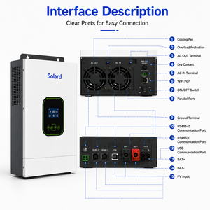 Convertisseur solaire hybride Solard 6,2 kW 51,2 V 6200 W MPPT hors réseau avec chargeur pour stockage d'énergie domestique - Product Image 4