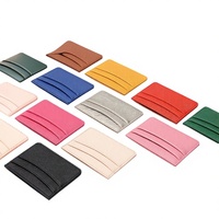 Porte-cartes compact en PU, couleur unie, design extrêmement simple, logo personnalisé, porte-cartes multi-emplacements pour femme, mini porte-cartes portable