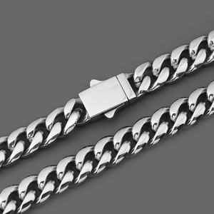 Chaîne cubaine en acier inoxydable, bijoux hip-hop urbains pour hommes, chaîne maille cubaine Miami en or 18 carats - Product Image 2