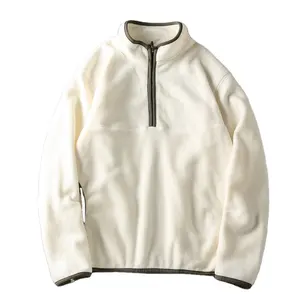 Jaqueta de lã polar dupla face com meio zíper bordado logotipo personalizado diretamente da fábrica de alta qualidade para homens