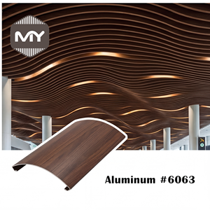 Revêtement mural et de plafond en aluminium extrudé courbé à grain de <span class=keywords><strong>bois</strong></span>, pour usage commercial, fabriqué par MEIYU, idéal pour les centres commerciaux - Product Image 1