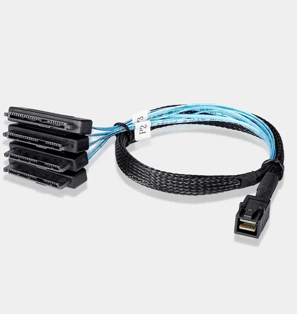 SAS SATA Cables SFF-8643 to 4 SFF-8482 Internal Mini SAS HD to 4 29pin SFF-8482 Connector with SAS 15pin Power Port 12GB/S Cable