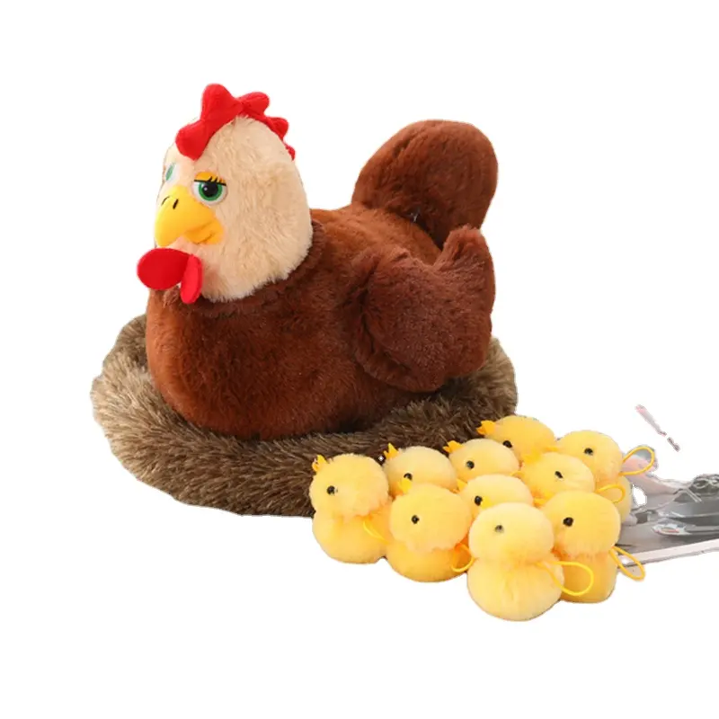 Cartoon children's educational plush toy chicken nest old hen and chicken music creative cute gift