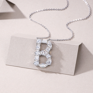 Moissanite inicial B colgante collar 925 plata esterlina chapado en oro elegante joyería fina mujer regalo collar - Product Image 1