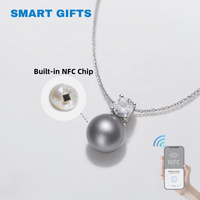 Nouveau collier pendentif en acier inoxydable NFC imitation perle pour femme, bijoux RFID 13,56 MHz, cadeau de Noël