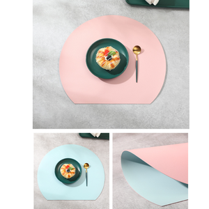 Set de table en cuir PU, set de table unique pour salle à manger, set de table rond de haute qualité - Product Image 5