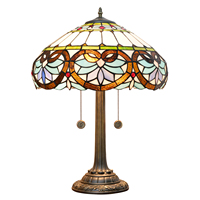 Tiffany lampe de table bleu baroque vitrail fleur Liaison Style lecture bureau chevet lumière décor chambre salon bureau
