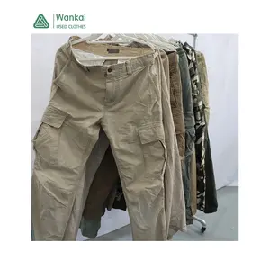 Cwanckai Good Quality a Grade Cargo Men Pants Used, Premium Wholesale Bale Supplier Men Bale Used Clothes Adults for Men Neat