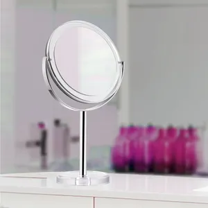 带10倍放大率的迷人铬圆形桌面镜子化妆镜