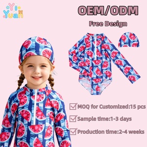 Maillot de bain une pièce respirant à fermeture éclair pour enfants, tailles et styles personnalisés, avec bonnet, motif pastèque pour bébés filles, maillot de bain <span class=keywords><strong>bikini</strong></span> pour adolescentes - Product Image 1