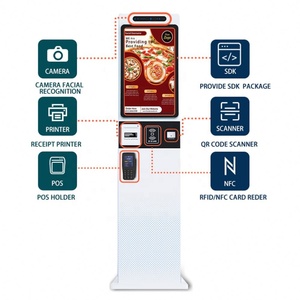 New Design 23.6'' 32'' Curved Touch Screen Payment Terminal <b>Printer</b> Code <b>Scanner</b> Card Reader Self Service Kiosk for Hospital - Product Image 4