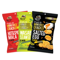 Galletas de Arroz Crujientes Tailandesas Halal al por Mayor, 60g, Cereal Asiático Importado, Bocadillos Exóticos a Granel