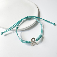 Bracelets en ruban de corde tressée en macramé faits à la main, unisexe, ruban rose pour la sensibilisation au cancer du sein, cadeau