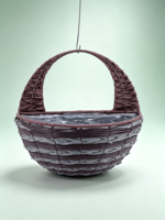 Panier suspendu rond tressé pour fleurs, jardinière tressée 3 couleurs avec grande poignée et doublure intérieure imperméable pour jardin
