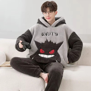 Conjuntos de <span class=keywords><strong>Pijamas</strong></span> de Invierno para <span class=keywords><strong>Hombre</strong></span>, Ropa de Dormir Gruesa, <span class=keywords><strong>Pijamas</strong></span> Suaves y Cálidos con Capucha de Dibujos Animados Kawaii para Adultos, Camisones para Mujer - Product Image 2