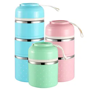 Hot Selling Handle Takeout Containers 3 Layers 304 Stainless Steel Lunch Thermal Insulation Lunch Box